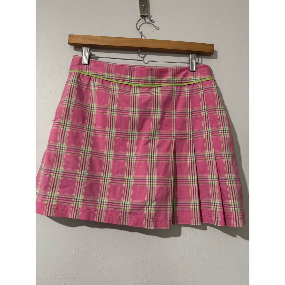 Lilly Pulitzer short skirt pink plaid pleated golf preppy Y2K 10